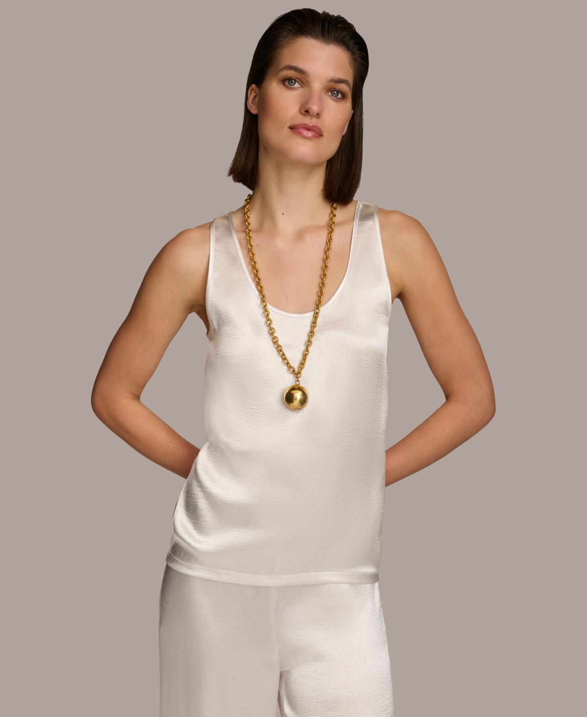 Donna Karan Womens Satin Scoop-Neck Tank Top Product Image