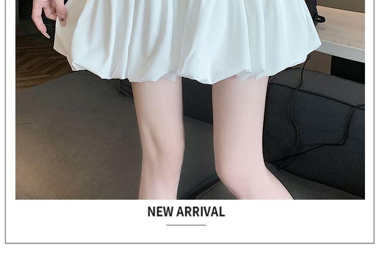 High Rise Plain Bubble Mini A-Line Skirt Product Image