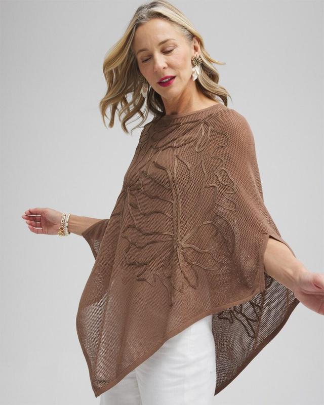 Embroidered Knit Triangle Poncho Product Image