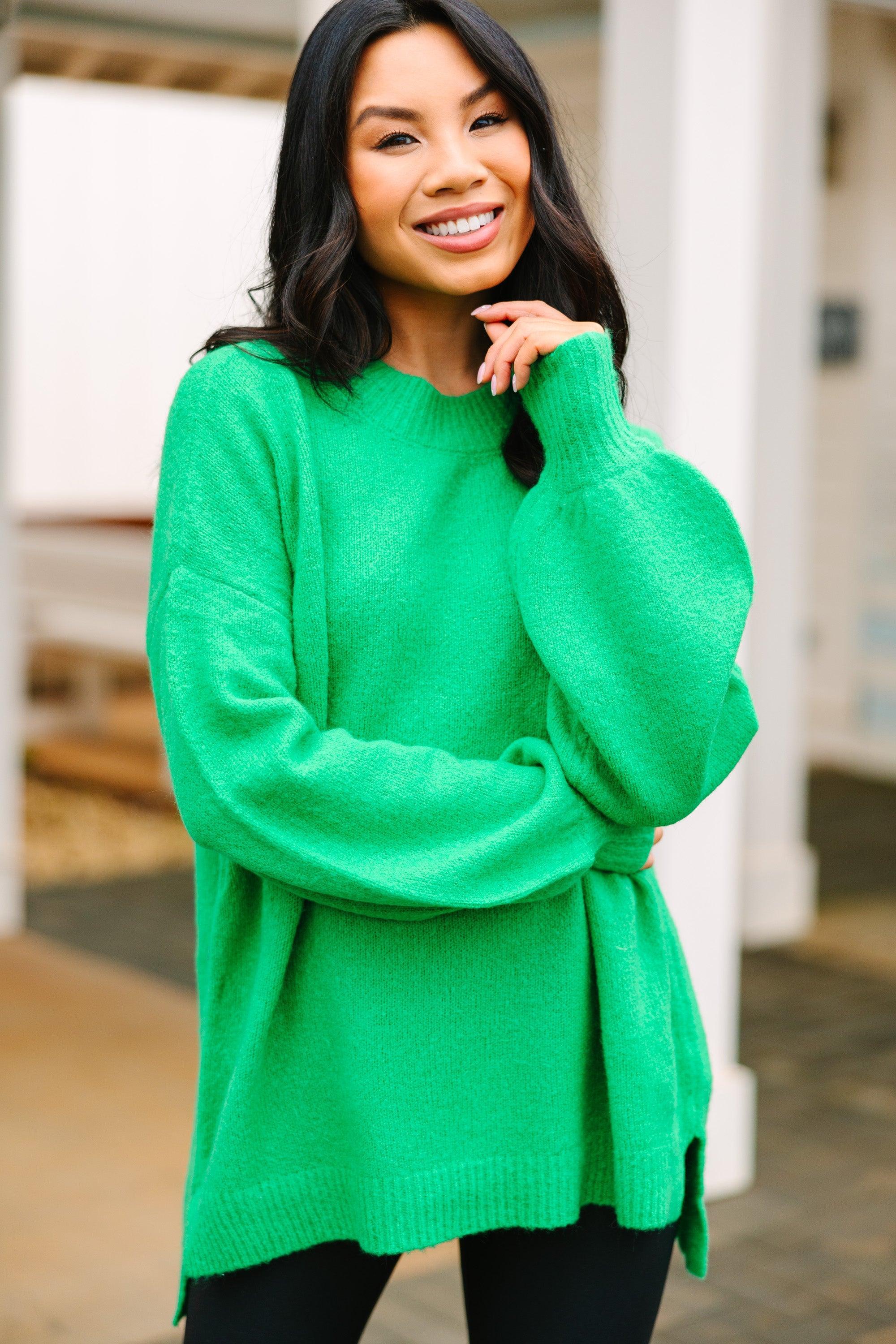 As It Happens Kelly Green Bubble Sleeve Sweater Female Product Image