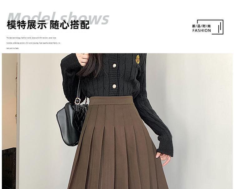 High Waist Plain Mini A-Line Pleated Skirt Product Image