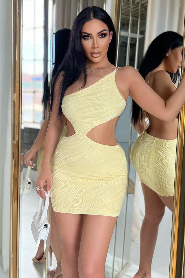 Outside The Club Mini Dress - Yellow Product Image