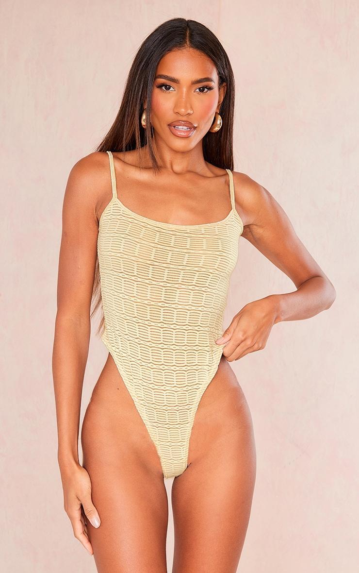 Stone Textured Strappy Open Back Bodysuit Product Image