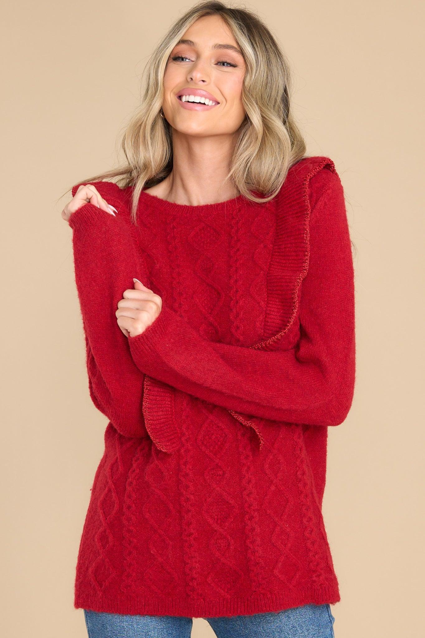 Fire Away Ruby Red Sweater Product Image