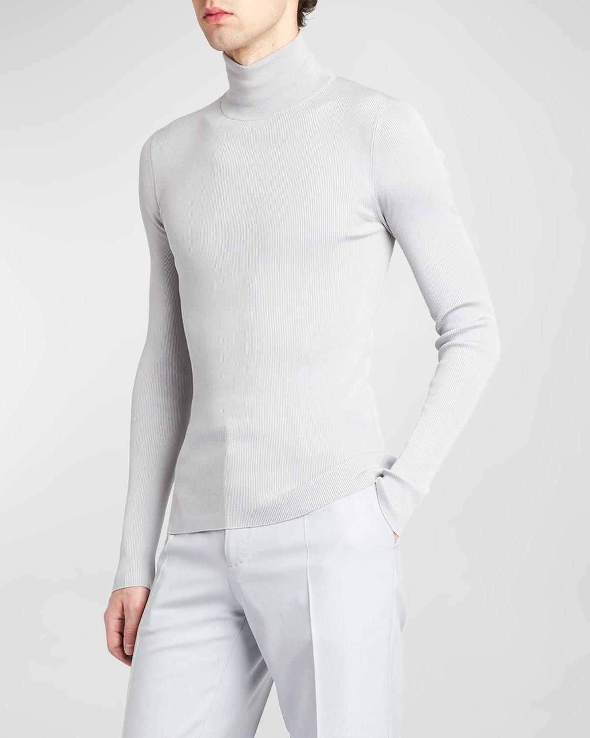 Mens Silk Ribbed Turtleneck product image