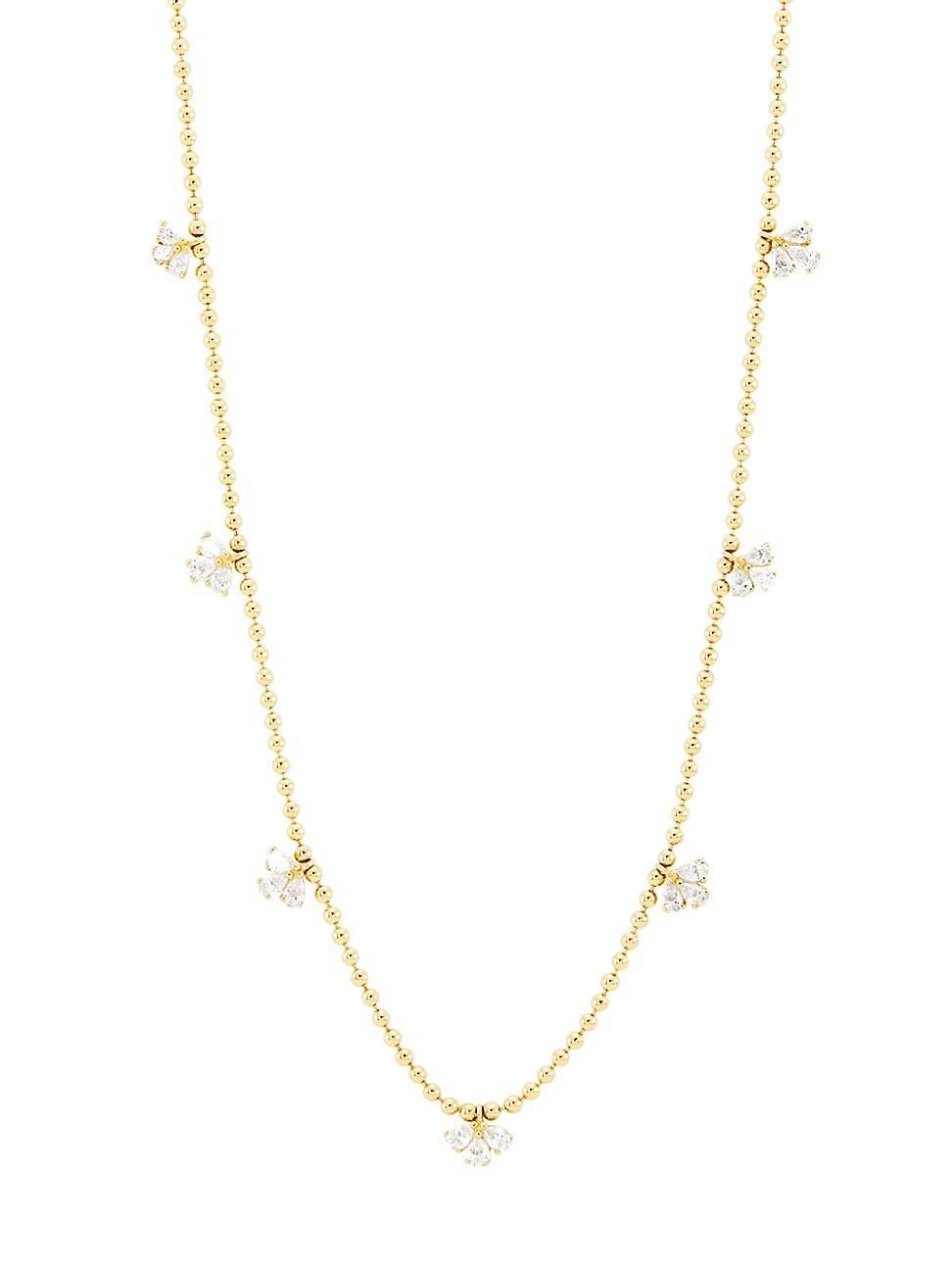 Womens 14K Yellow Gold & 0.5 TCW Diamond Ball-Chain Station Necklace Product Image