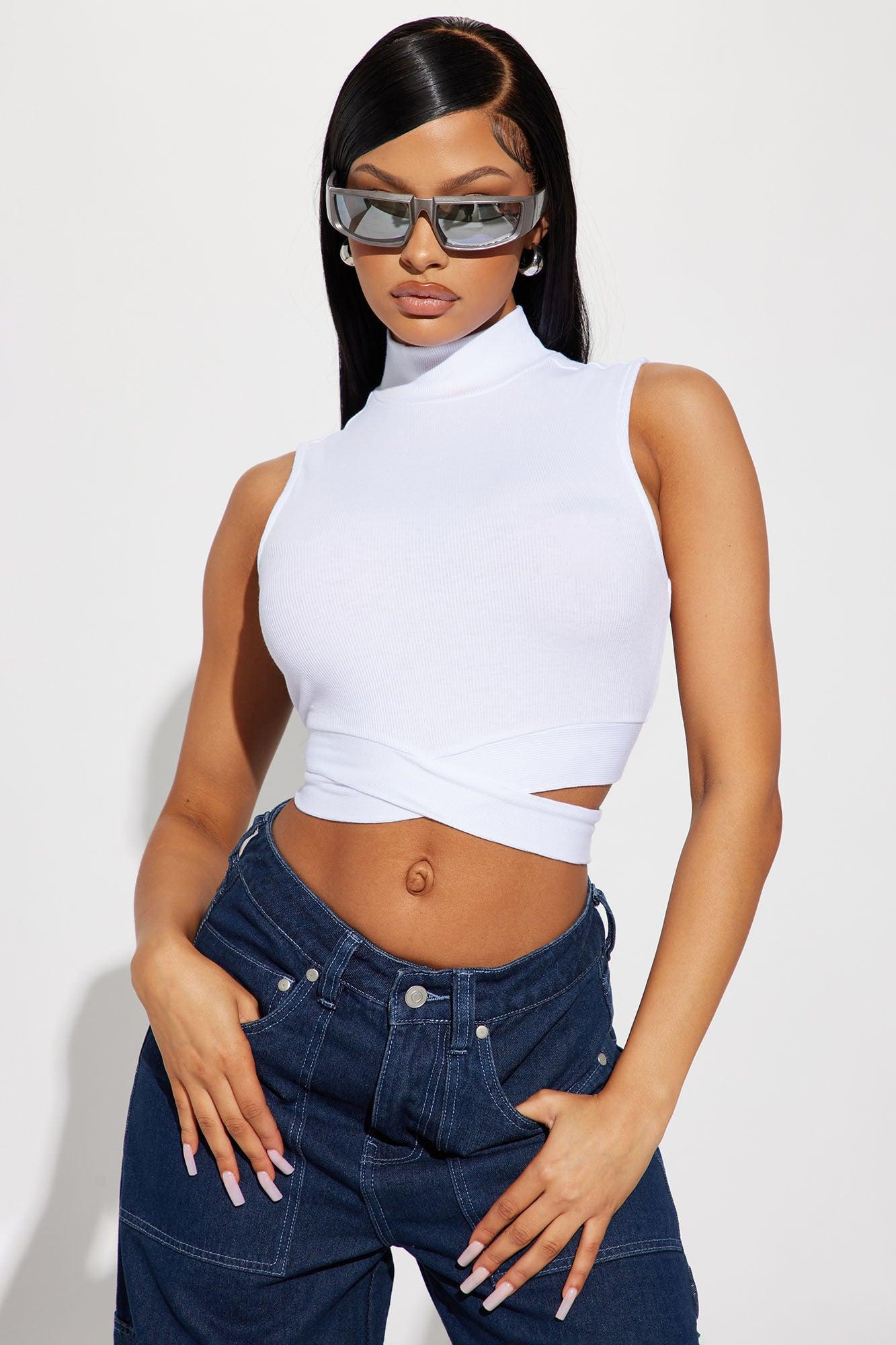 Brooke Mock Neck Top - White product image