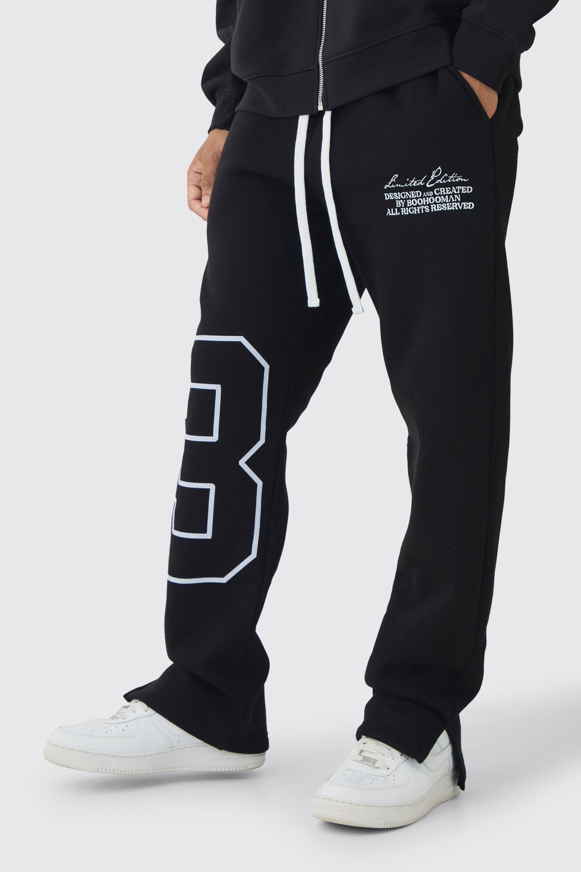 Regular Split Hem Varsity Printed Sweatpants | boohooMAN USA Product Image