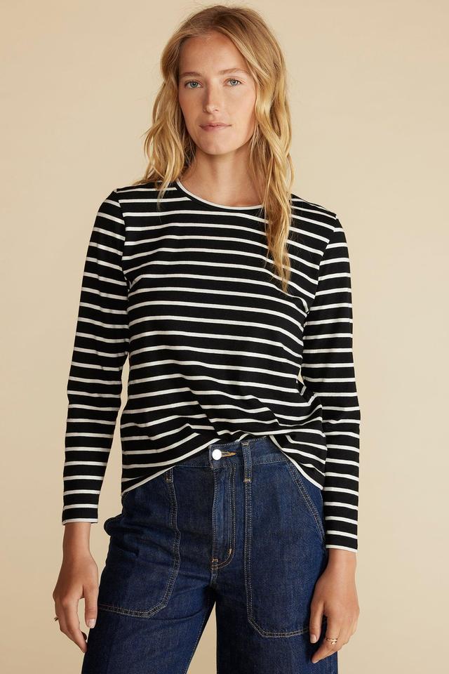 Berkeley Long Sleeve Tee - Black and Ivory Stripe Product Image