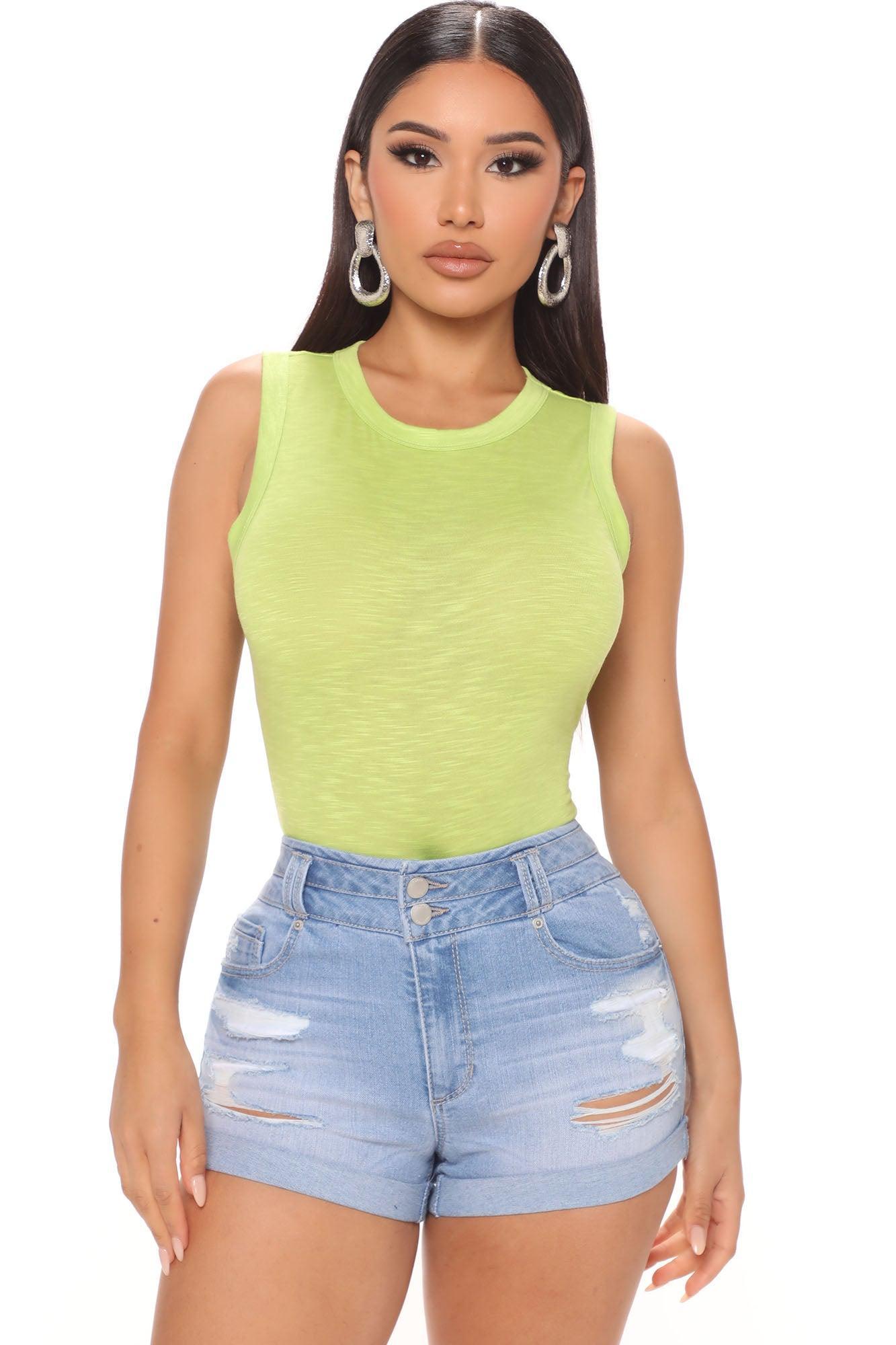 Alana Sleeveless Bodysuit - Lime Product Image