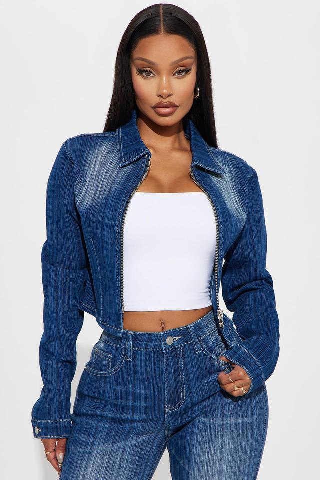 Struck A Chord Stretch Denim Jacket - Medium Wash Product Image