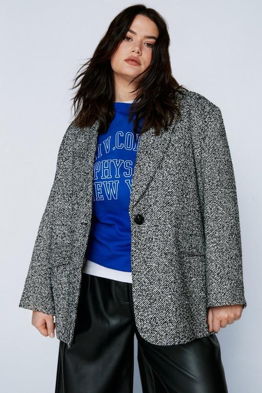 Plus Size Oversized Wool Look Marl Coat Product Image