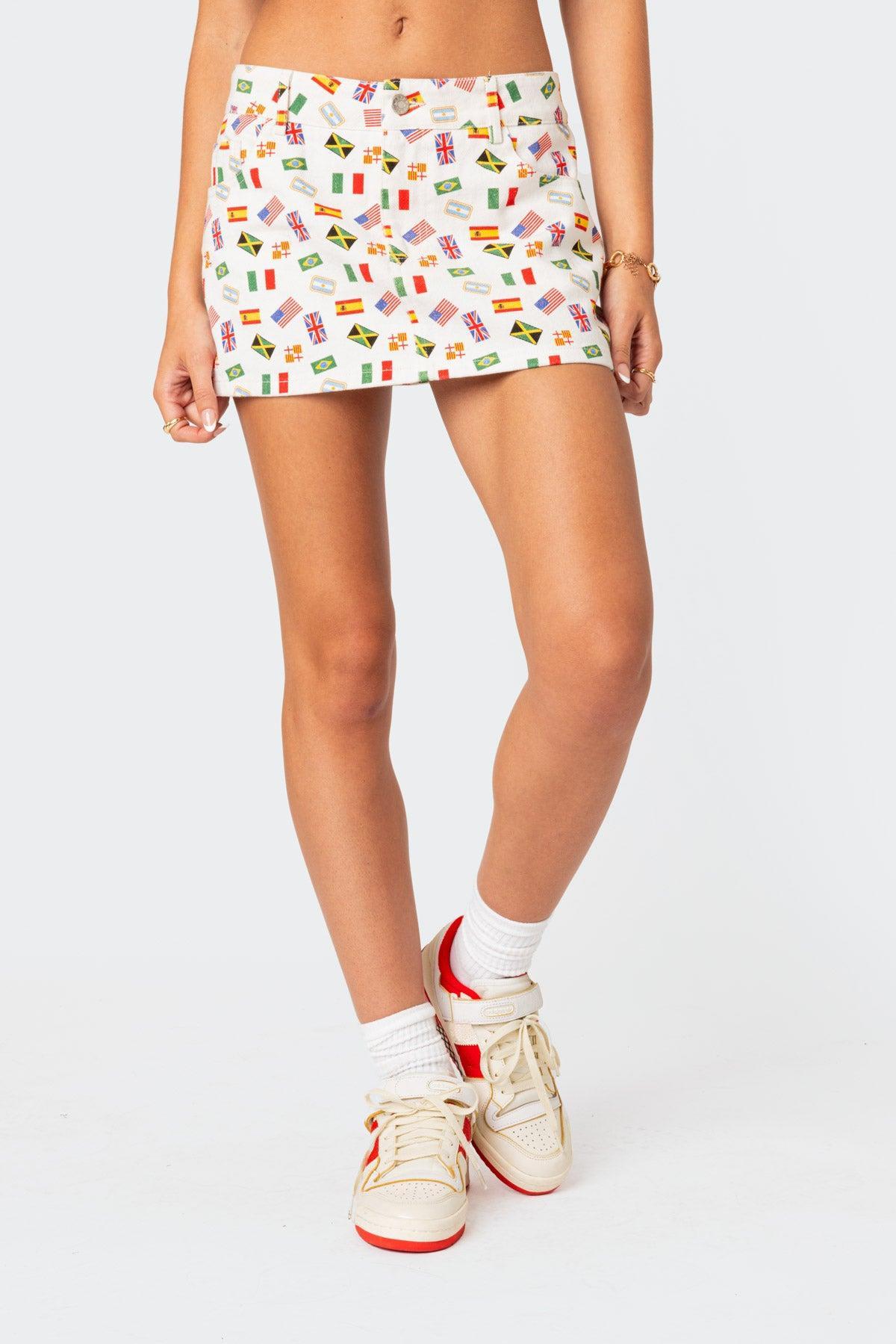 Traveler Printed Denim Mini Skirt Product Image