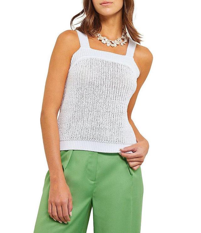 MISOOK Crochet Knit Square Neck Sleeveless Sweater Tank Top Product Image