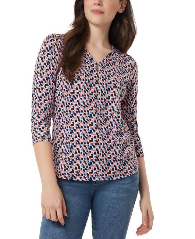 Jones New York Womens Printed Moss Crepe 3/4-Sleeve Top Product Image