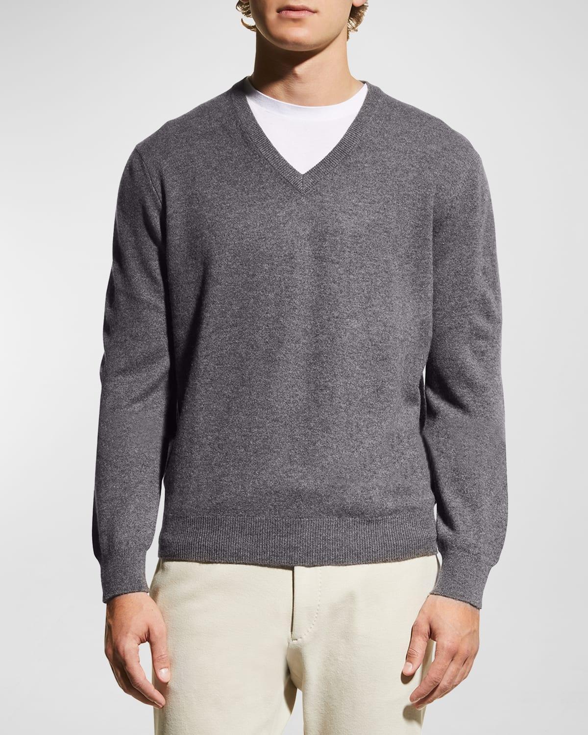 Mens Wool-Cashmere Knit V-Neck Sweater Product Image