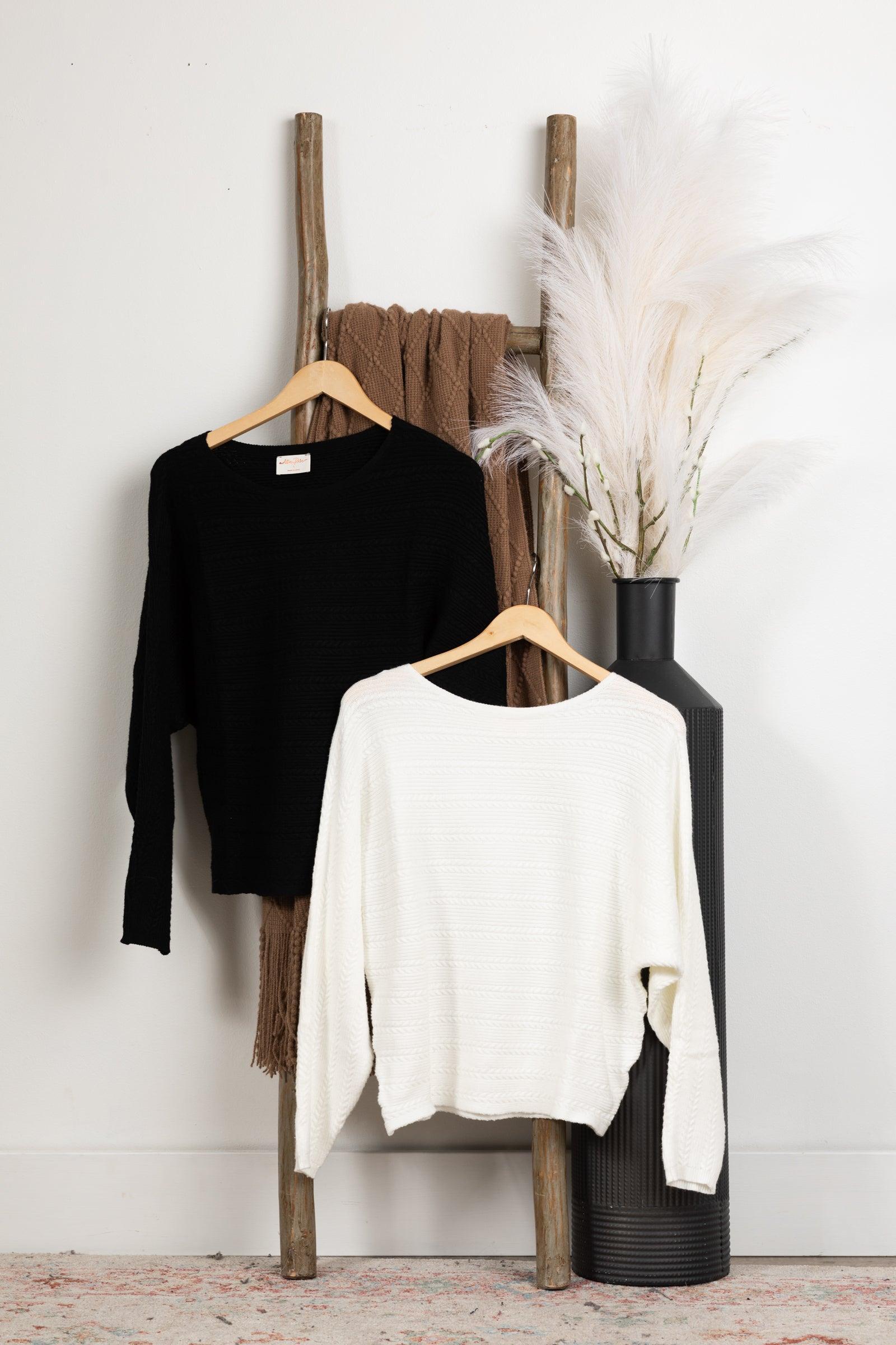 Dolman Pullover With Cable Knit Rib Top Product Image