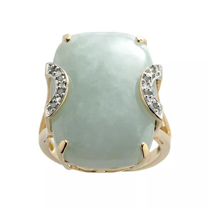 Dynasty Jade 18k Gold Over Silver Jade and Diamond Accent Ring, Womens, Green Product Image