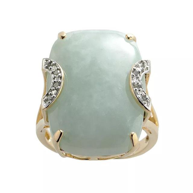 Dynasty Jade 18k Gold Over Silver Jade and Diamond Accent Ring, Womens, Green Product Image