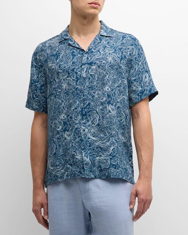 Mens Topo Roberto Linen Topo-Print Camp Shirt Product Image