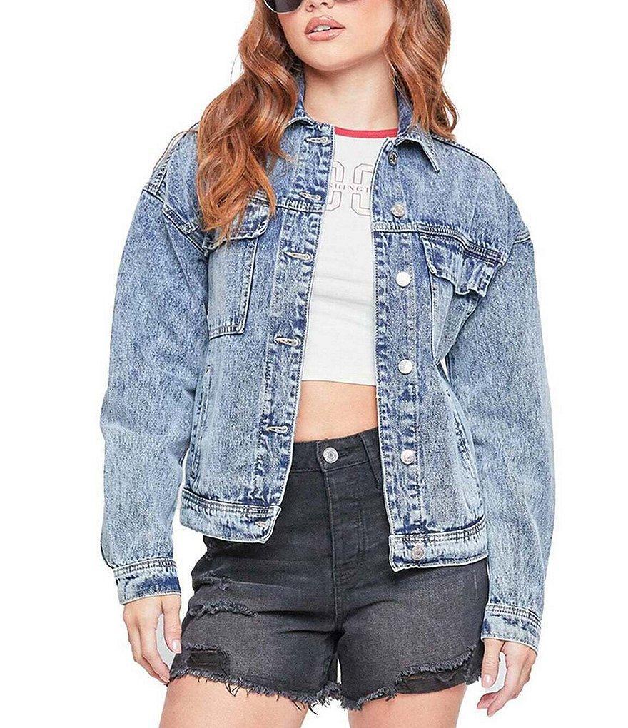 YMI Jeanswear Oversized Utility Denim Jacket Product Image