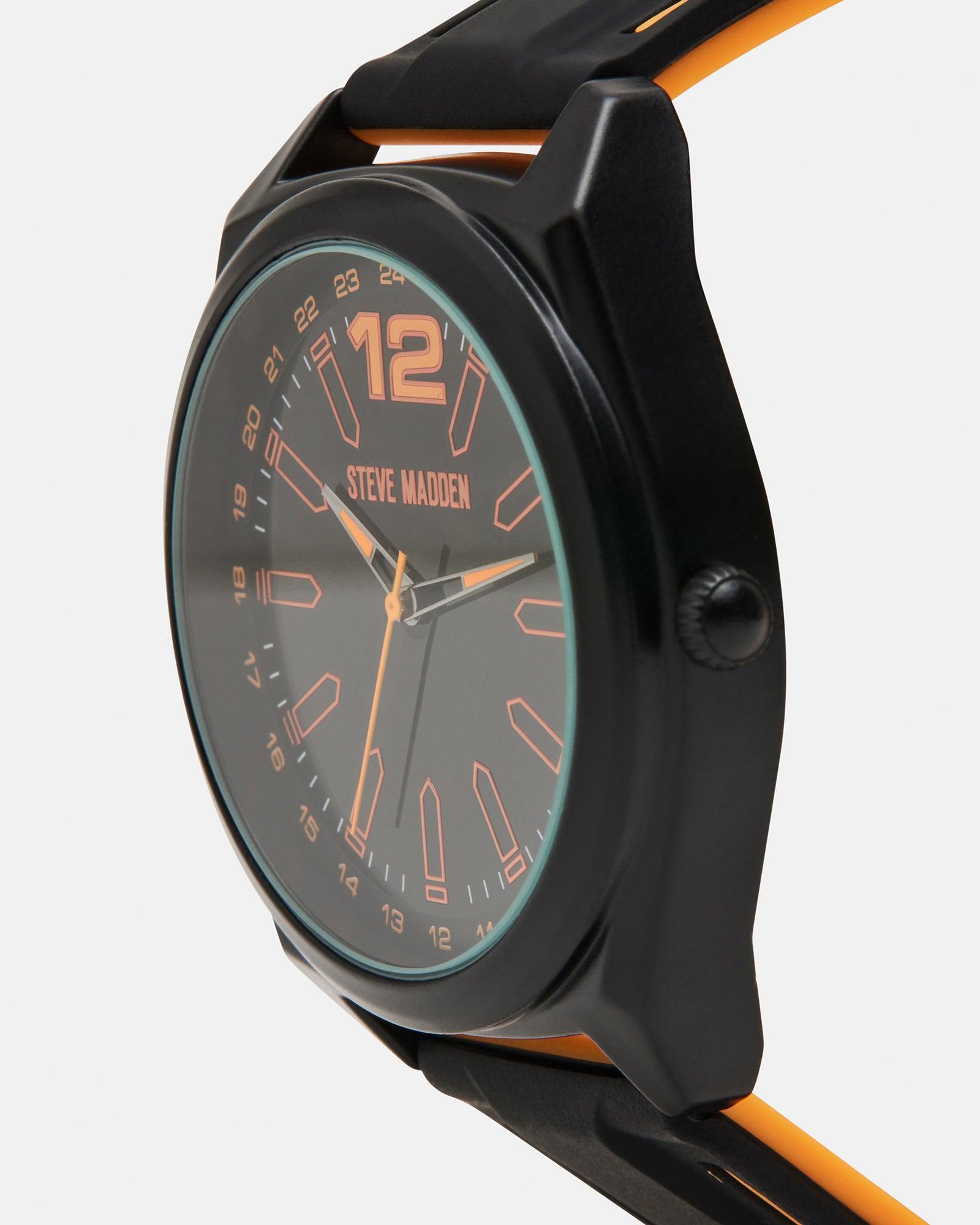 MEN'S SILICONE WATCH BLACK/ORANGE Male Product Image