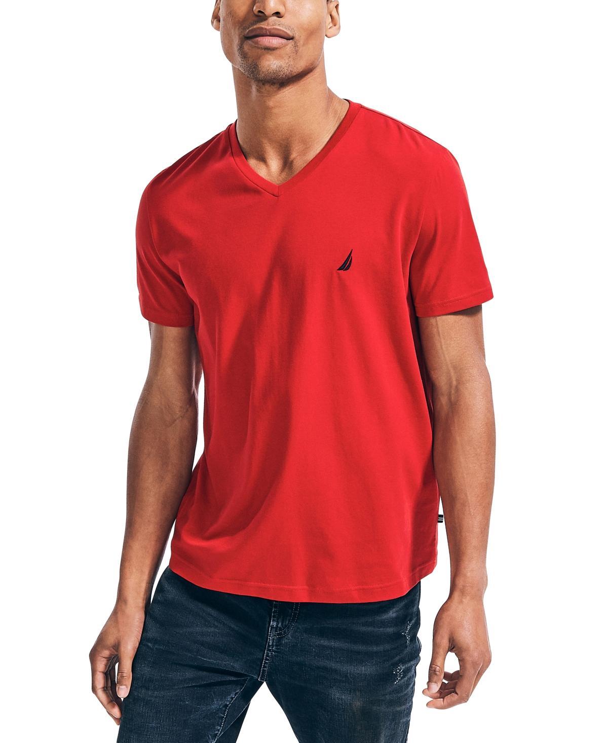 Nautica Mens J-Class Logo Classic-Fit Cotton V-Neck T-Shirt Product Image