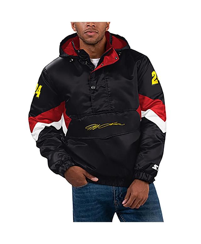 Mens Starter Black Jeff Gordon Home Team Satin Half-Zip Hoodie Jacket Product Image