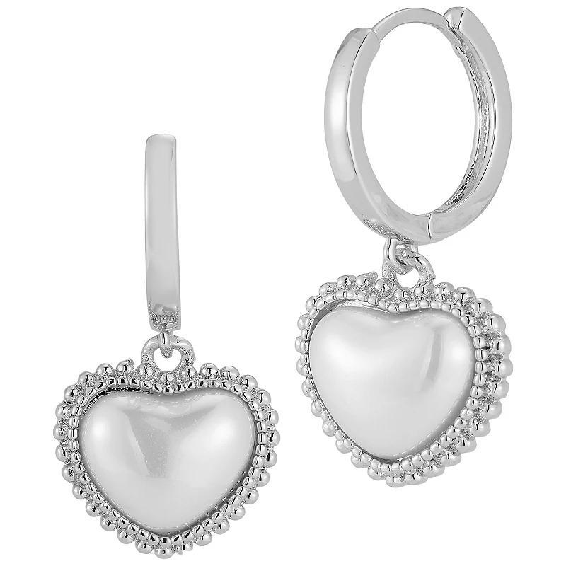 Freshwater Cultured Pearl Heart Earrings, Womens, Silver Tone Product Image