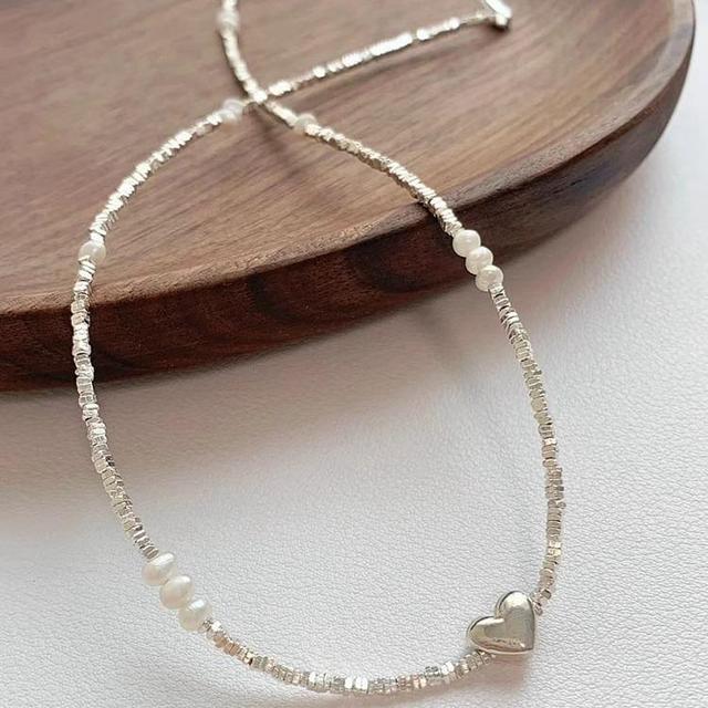 Faux Pearl Beaded Chain Necklace Product Image