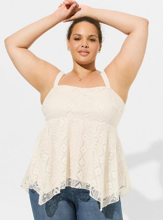 Babydoll Lace Hanky Hem Tank Product Image