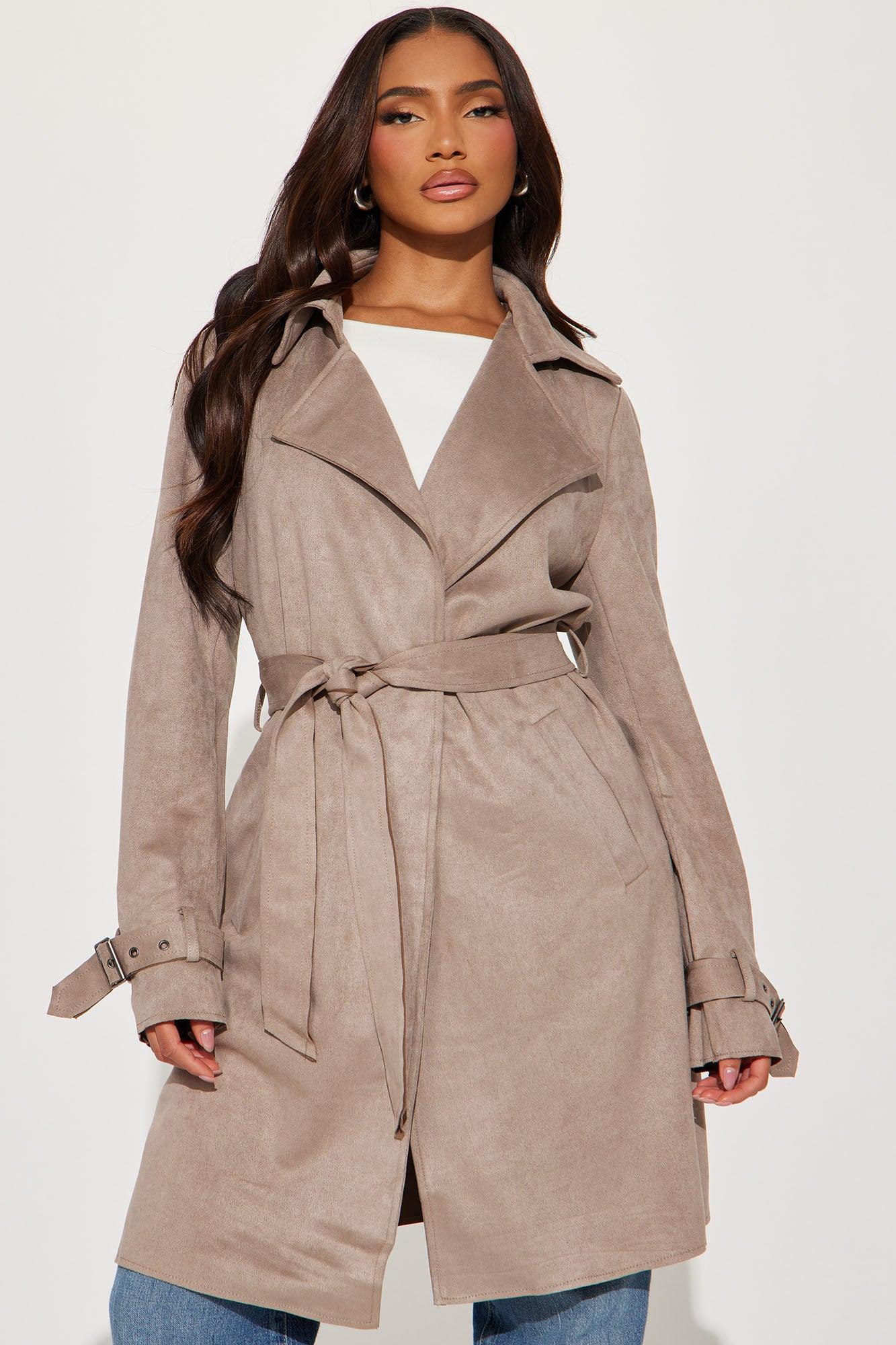 Camila Faux Suede Trench - Taupe Product Image