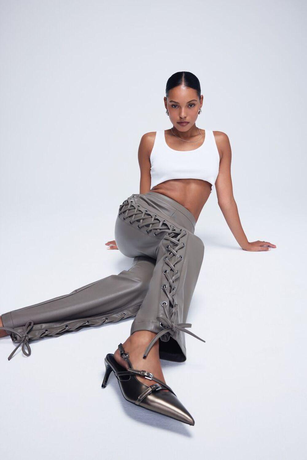 Lace-Up Faux Leather Bootcut Pants | Forever 21 Product Image