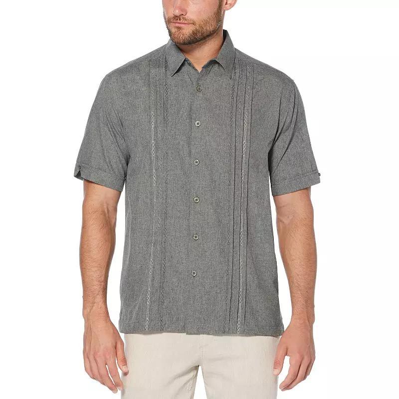 Mens Cubavera Classic-Fit Embroidered Paneled Chambray Button-Down Shirt Product Image