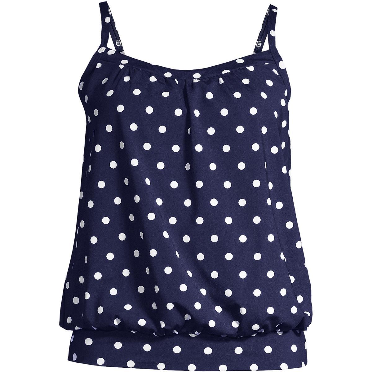 Lands End Petite Blouson Tummy Hiding Tankini Swimsuit Top Adjustable Straps Product Image