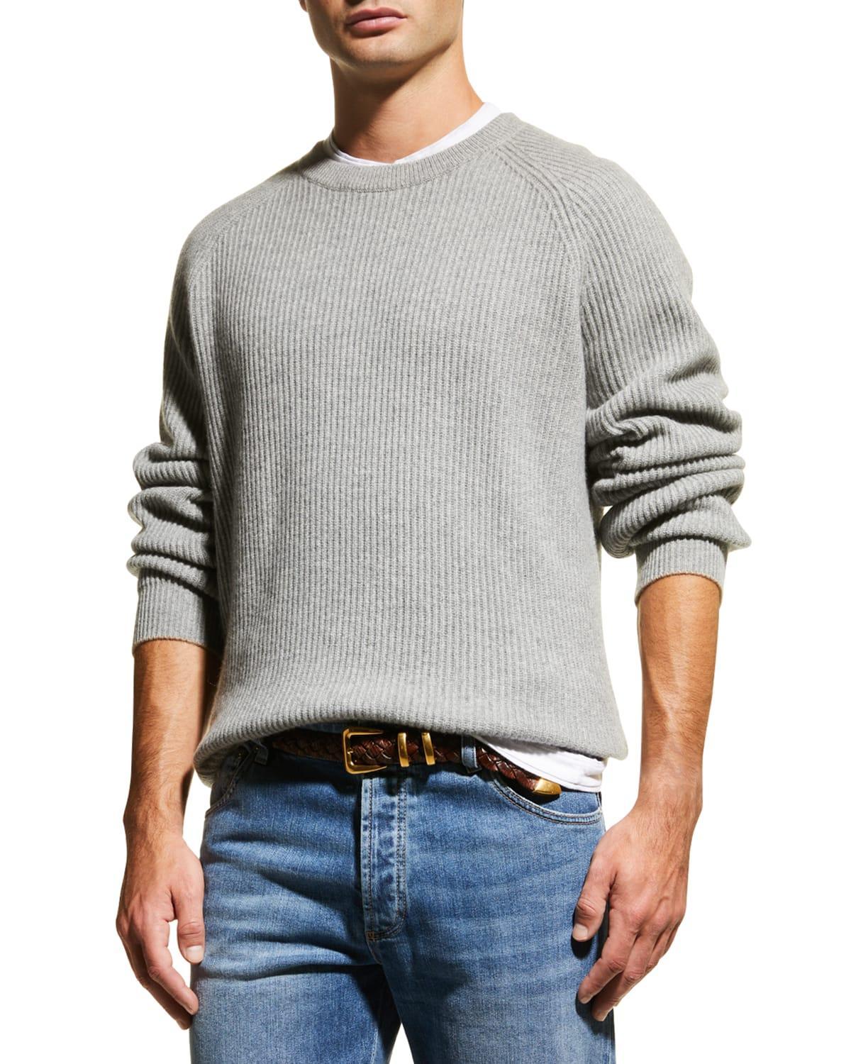 Mens Raglan Sleeve Ribbed Crewneck Sweater Product Image