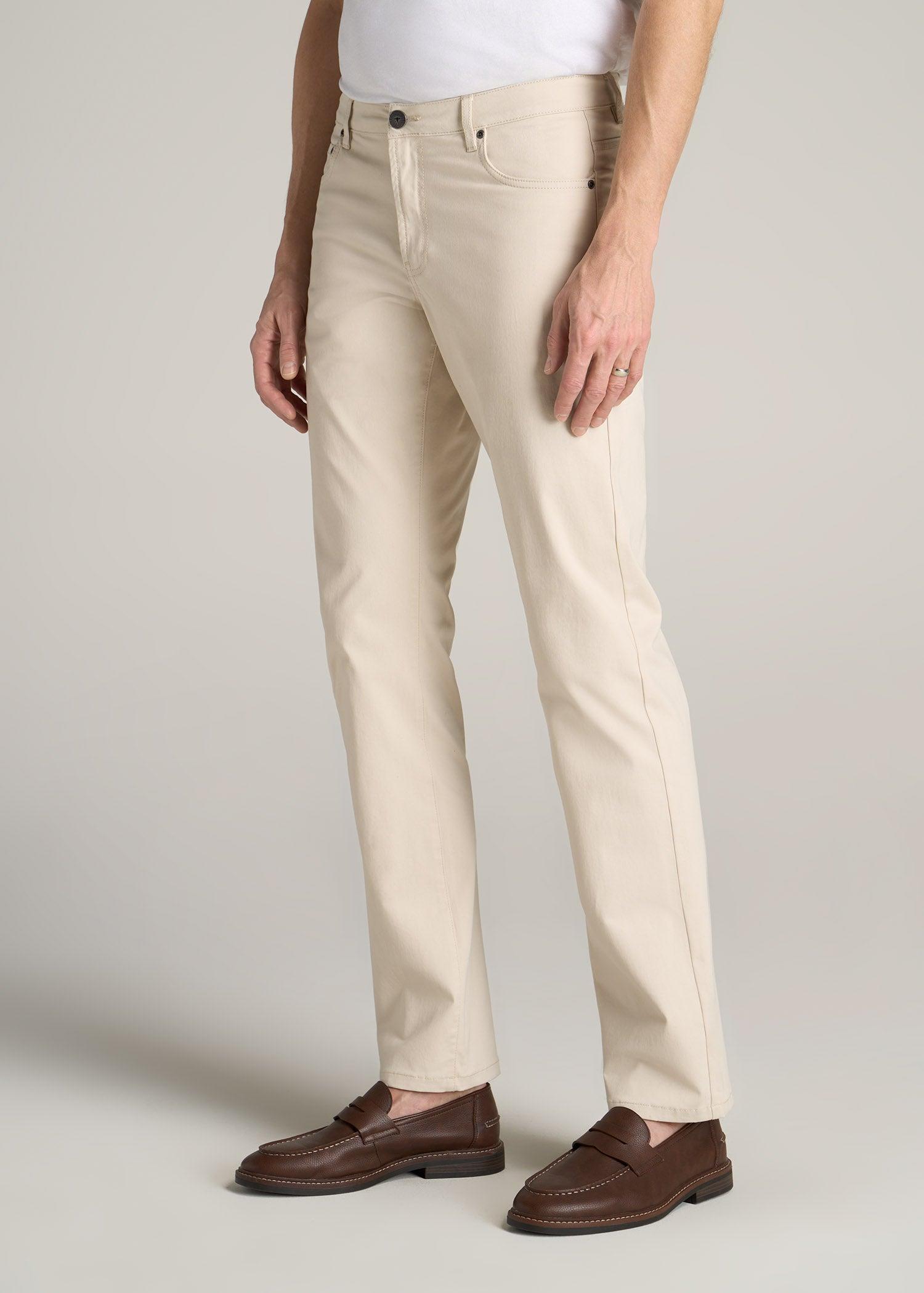 Carman TAPERED Fit Five Pocket Pants for Tall Men in Soft Beige Male Product Image