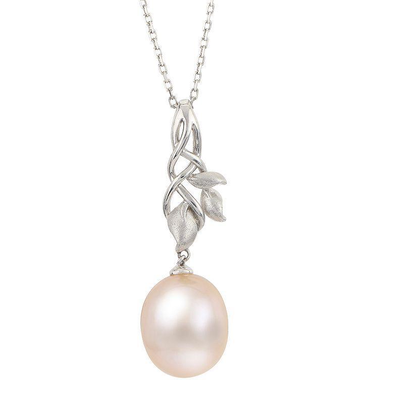 PearLustre by Imperial Sterling Silver Pink Freshwater Cultured Pearl Leaf Pendant Necklace, Womens Product Image