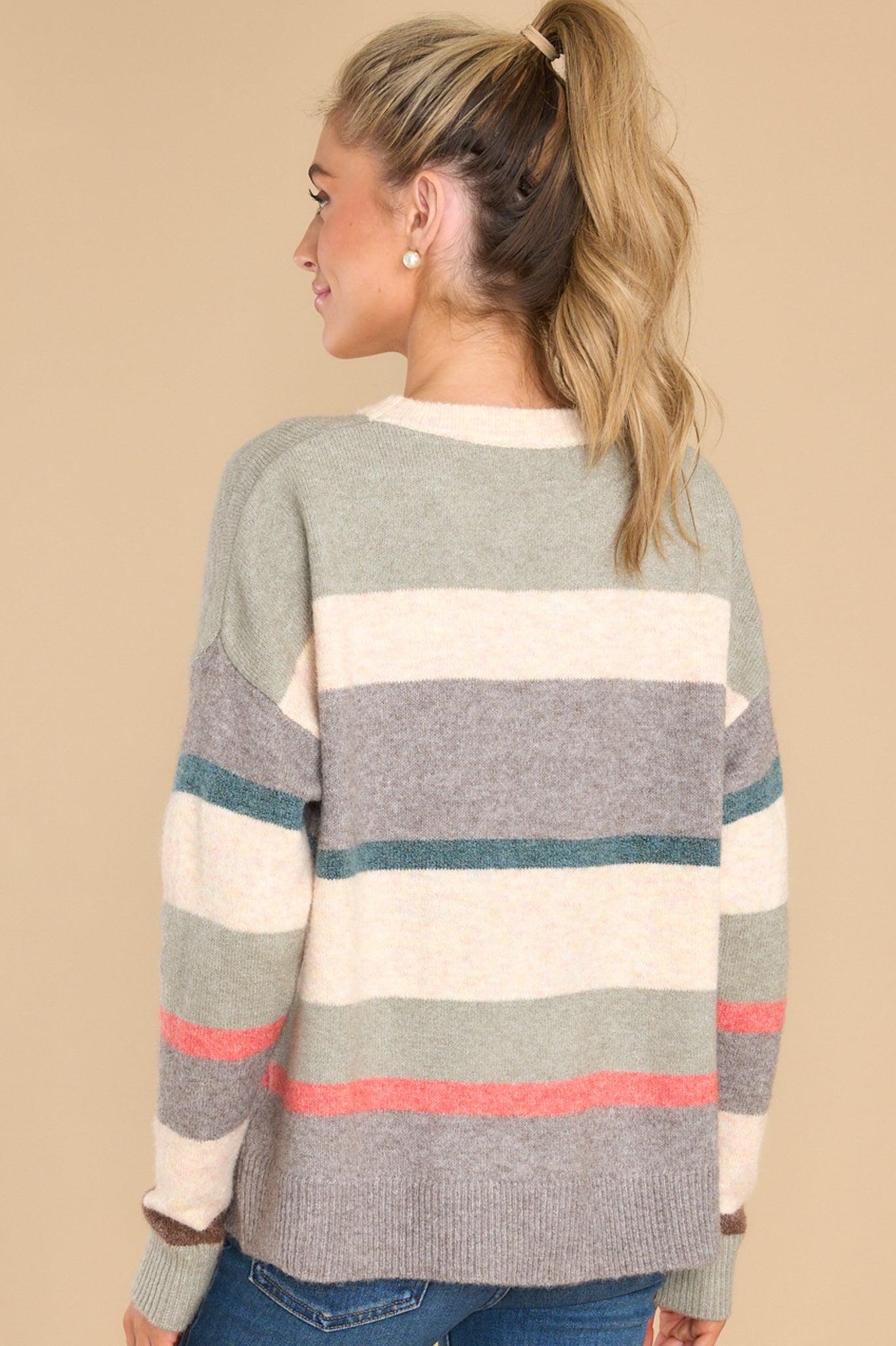 Need More Time Sage Stripe Sweater Product Image