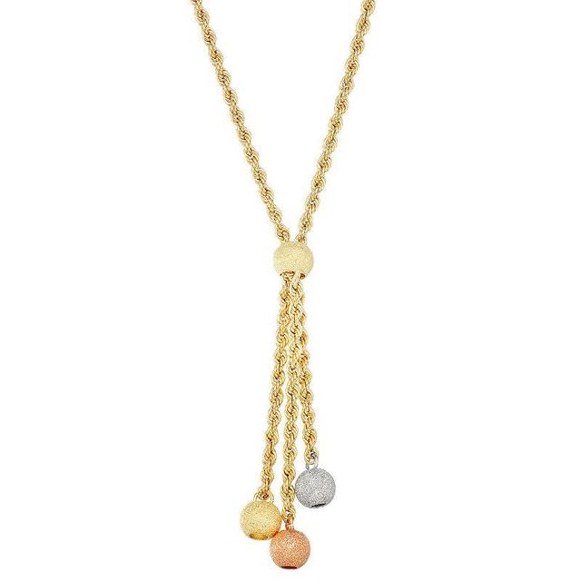 14k Gold Tricolor Rope Necklace, Womens 14k  Tone Product Image