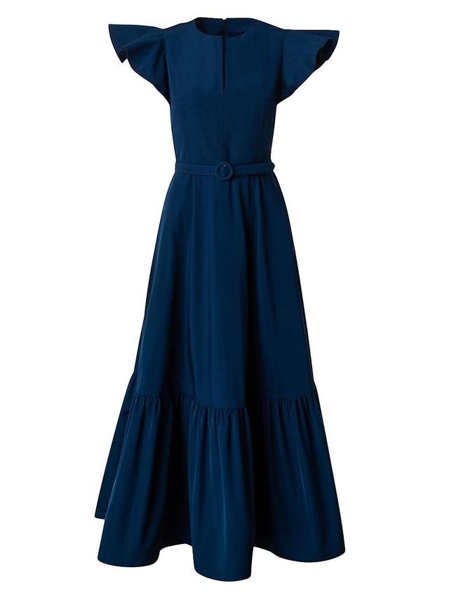 Womens Belted A-Line Midi-Dress Product Image