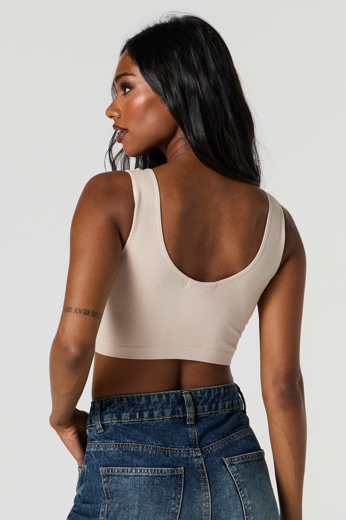 Seamless Scoop Neck Notch Cropped Tank Female Product Image