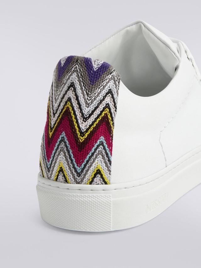 Leather trainers with chevron knit details White | Missoni Product Image