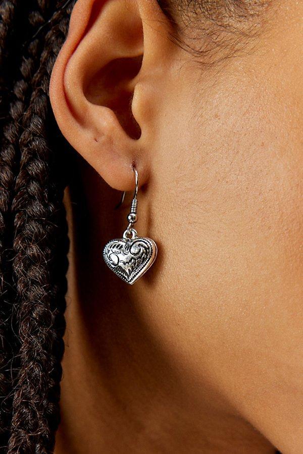 Etched Heart Drop Earring Womens at Urban Outfitters Product Image