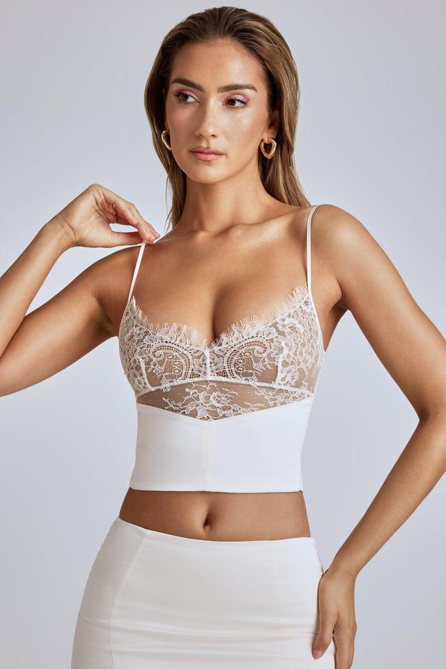 Lace Panel Cami Top in Ivory Product Image