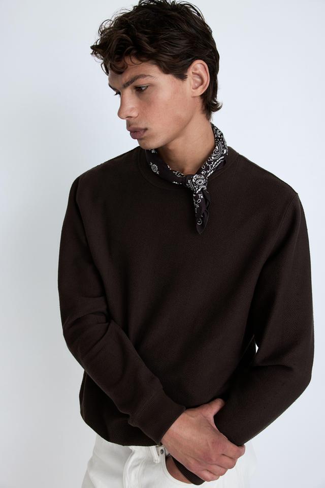 Regular Fit Herringbone-Patterned Sweatshirt Product Image