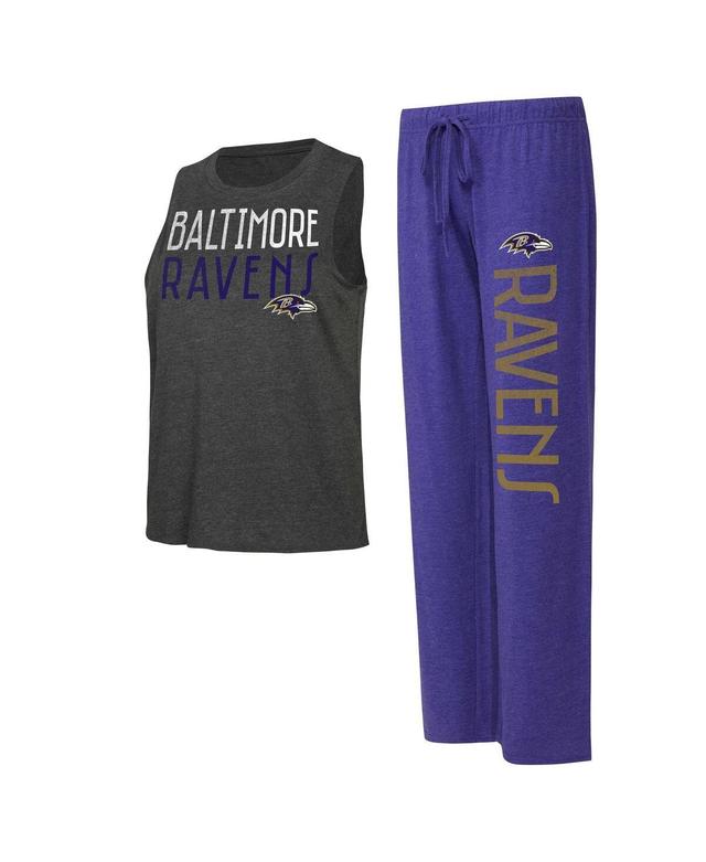 Womens Concepts Sport Purple Distressed Baltimore Ravens Muscle Tank Top and Pants Lounge Set - Purple Product Image