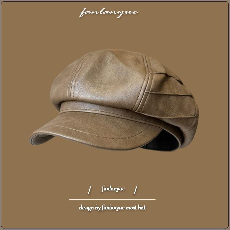 Faux Leather Newsboy Cap Product Image