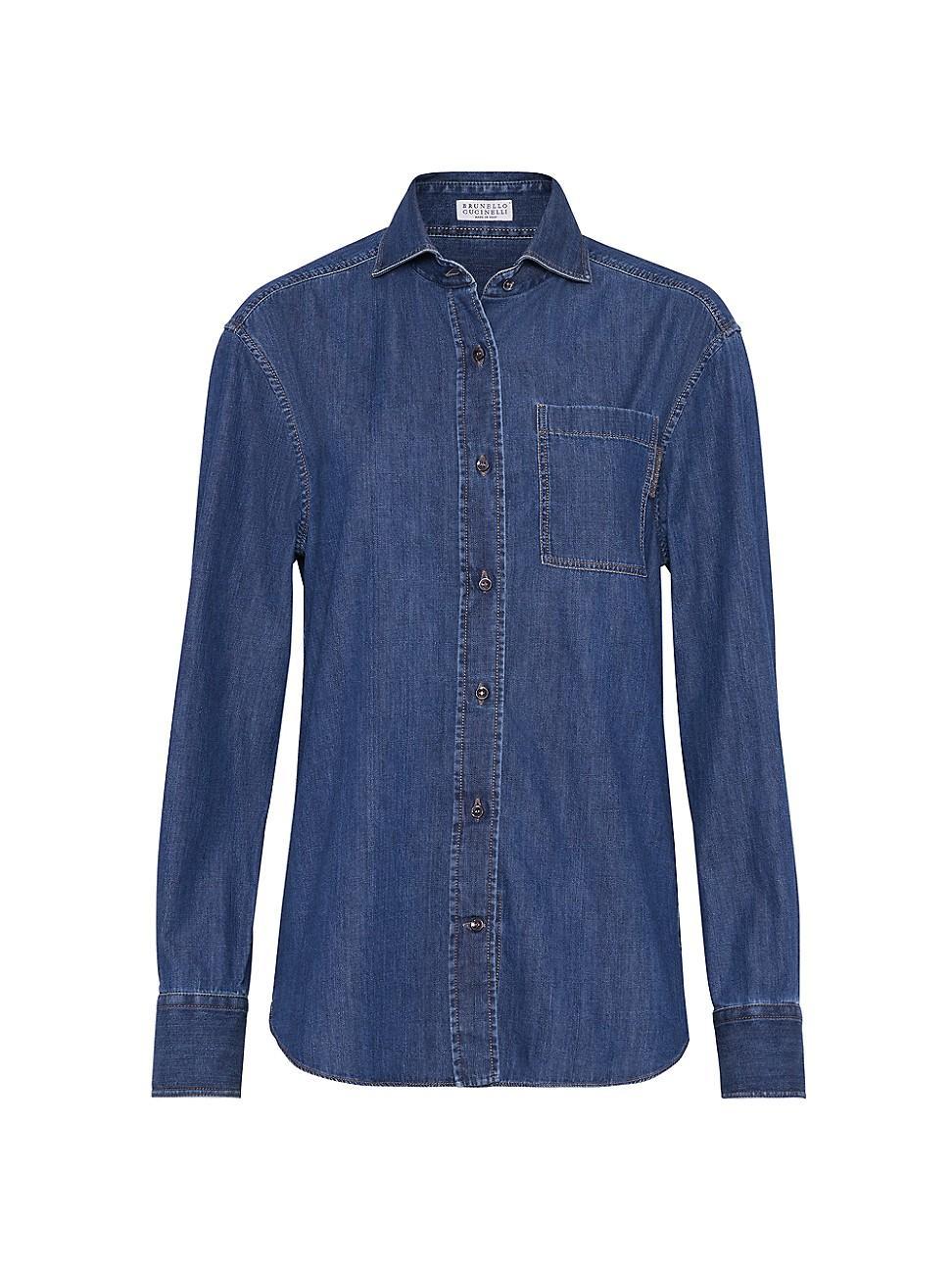 Womens Lightweight Denim Shirt with Shiny Tab Product Image