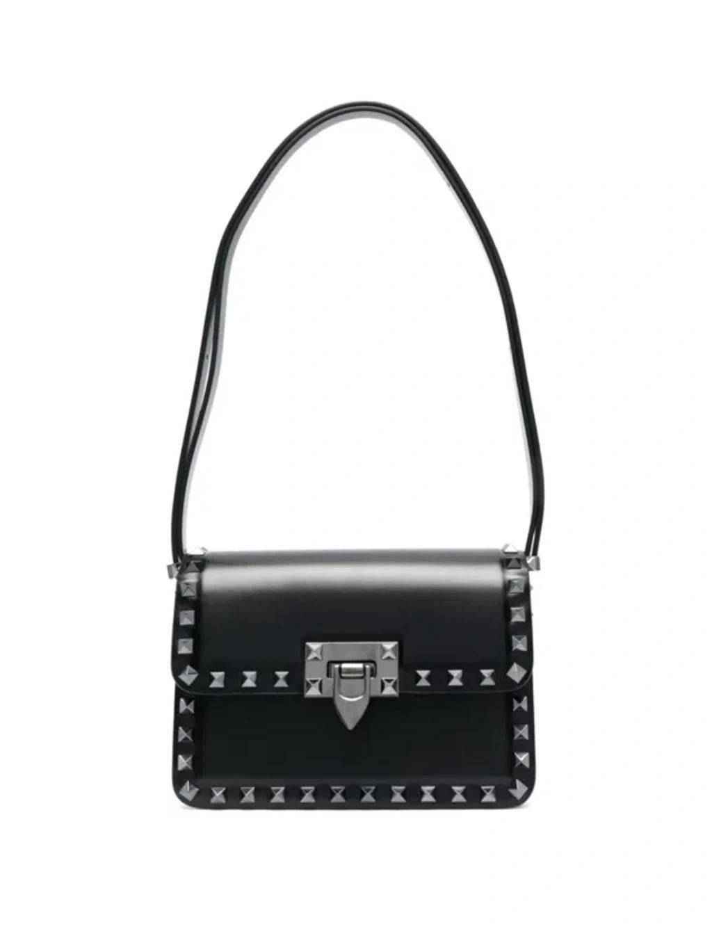 VALENTINO GARAVANI Small Rockstud Leather Shoulder Bag In Black Product Image